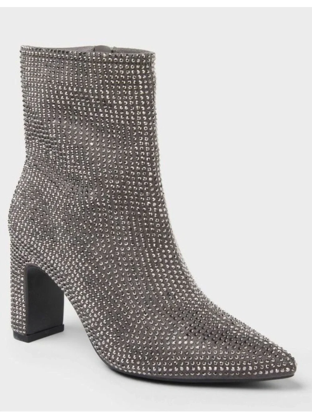 A New Day Gloria Low Shaft Heeled Boots Rhinestones Silver Size 10 Wide nwt